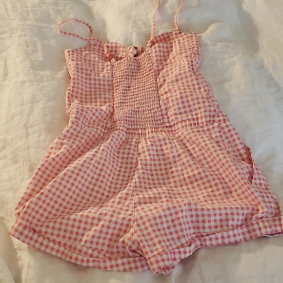 Cute XS white and pink tartan romper - Picture 3 of 3